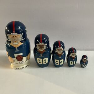 NY Giants 2001 Russian Nesting Dolls Super Bowl Collins Strahan Hilliard Toomer